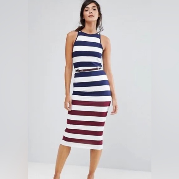 🎉HOST PICK🎉 NWT Ted Baker Yuni Striped Bodycon Dress with belt - Picture 3 of 9